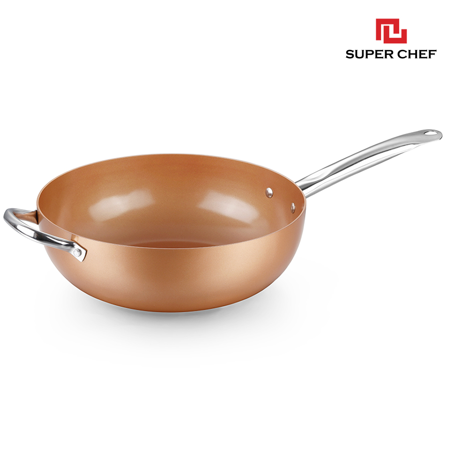 Chảo Chống Dính Ceramic Sâu Lòng Super Chef Cao cấp Siêu Bề Bỉ Không Bong Tróc, Siêu An Toàn, Tiện Lợi, Sang Trọng size 26-28-30cm