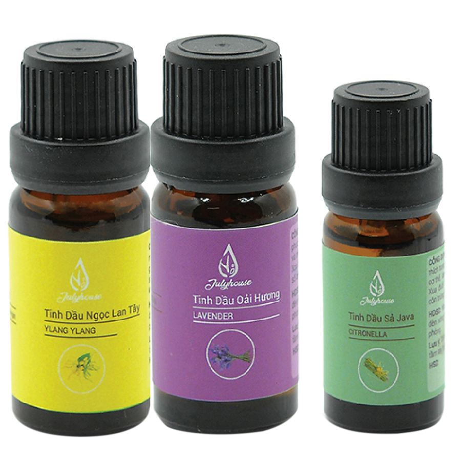 Combo Tinh dầu Oải Hương, Ngọc Lan Tây Julyhouse + Tặng Tinh dầu Sả Java 10ml.