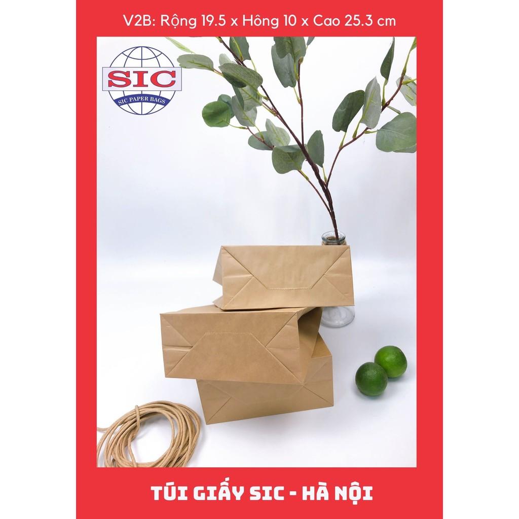 100 CHIẾC TÚI GIẤY KRAFT V2B: 19.5x10x25.3 KHÔNG QUAI