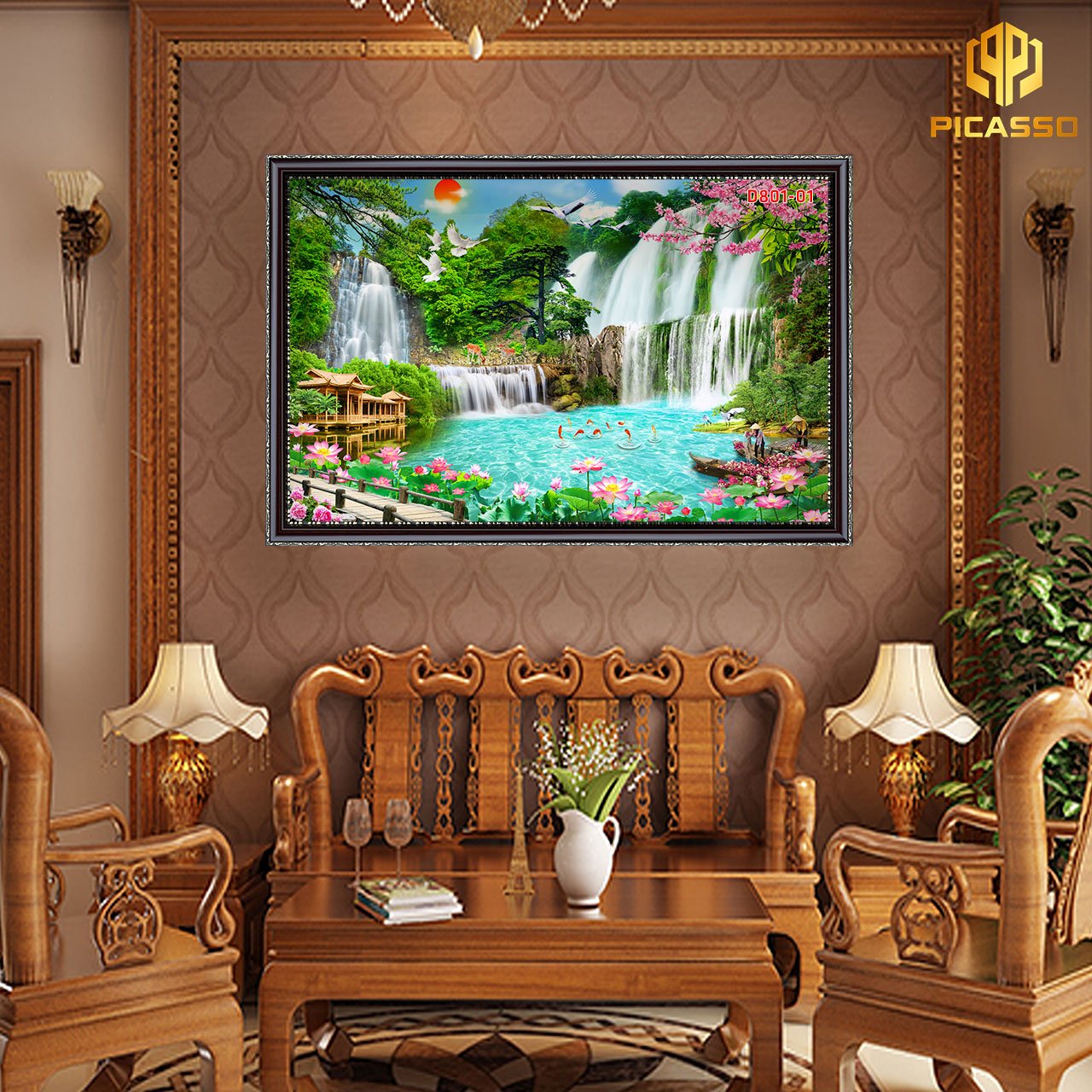 Tranh kính Sơn thủy hữu tình D801 01
