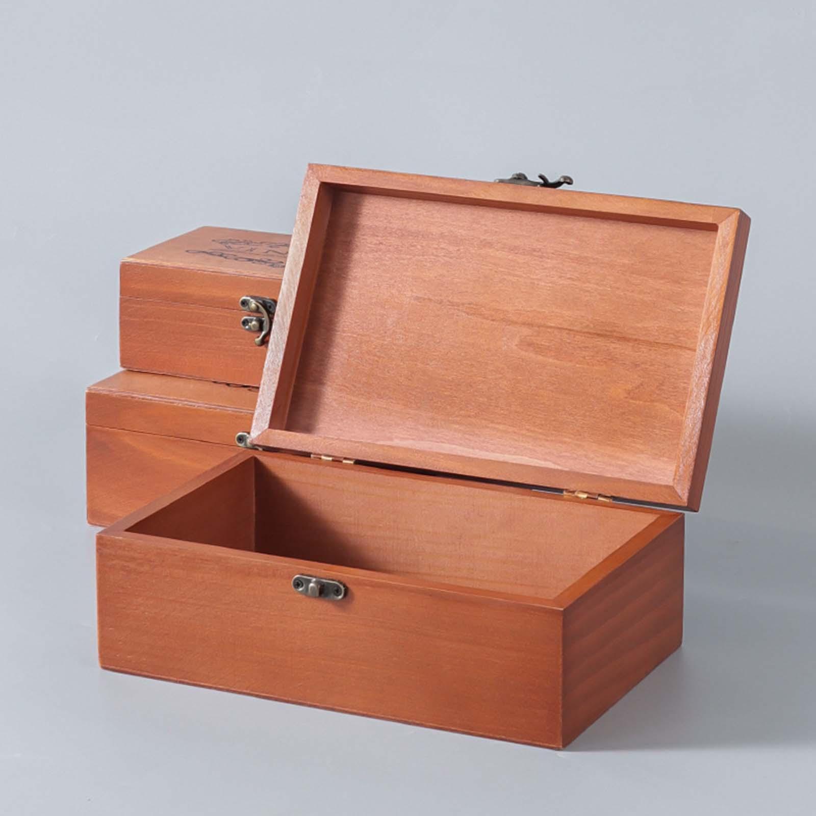 Vintage Style Wooden Storage Box Portable Wood Jewelry Box Trinket Organizer