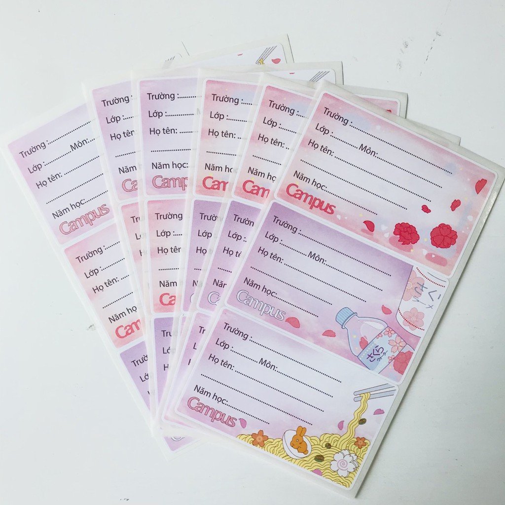 Nhãn vở Campus Kawaii NT-KWI18 - 18 cái/tập - Nhãn dán decal bóc dán dễ dàng