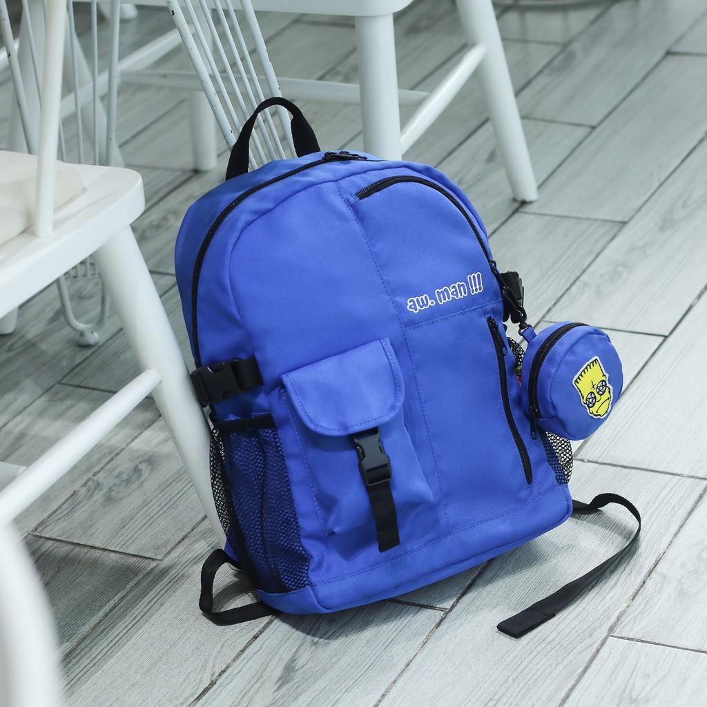 Balo thời trang đi học nam nữ unisex màu sắc nổi bật với chất dù siêu bền nhẹ  - BOM