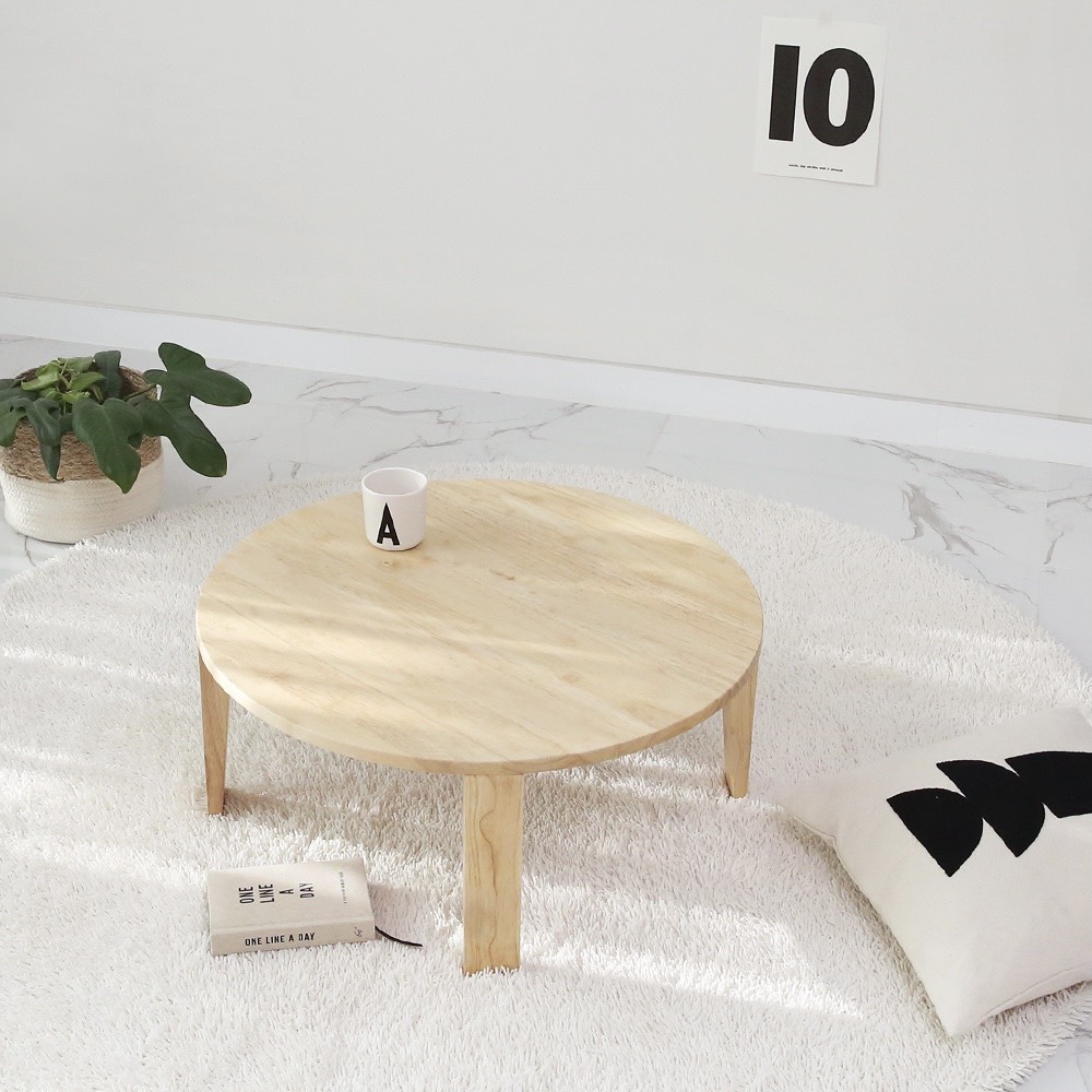 Bàn Tròn Ngồi Bệt Gấp Gọn Cao Cấp - Size 60x60x26cm | Gỗ Tần Bì Nhập Khẩu Châu Âu