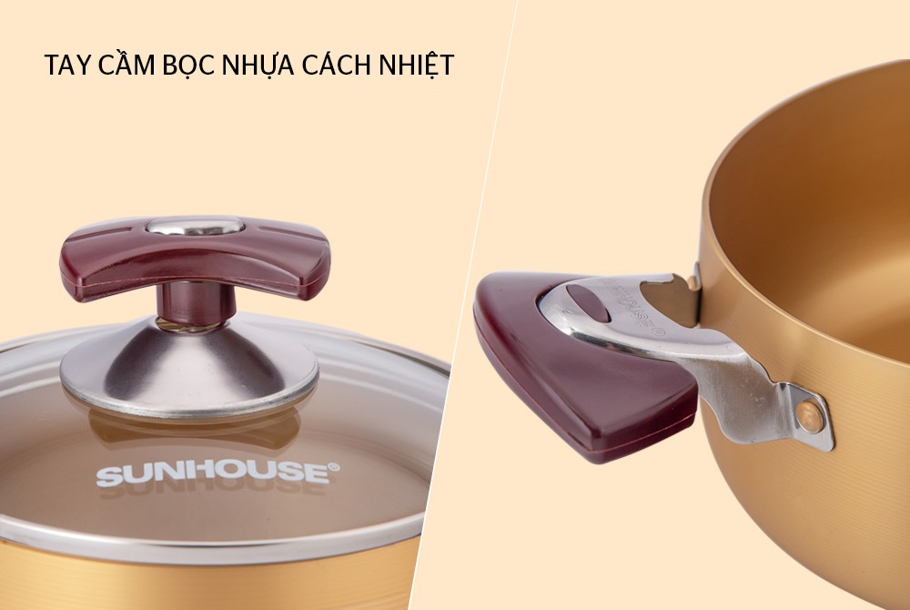 Bộ 3 Nồi Anod Sunhouse SH6634N - Hàng Chính Hãng
