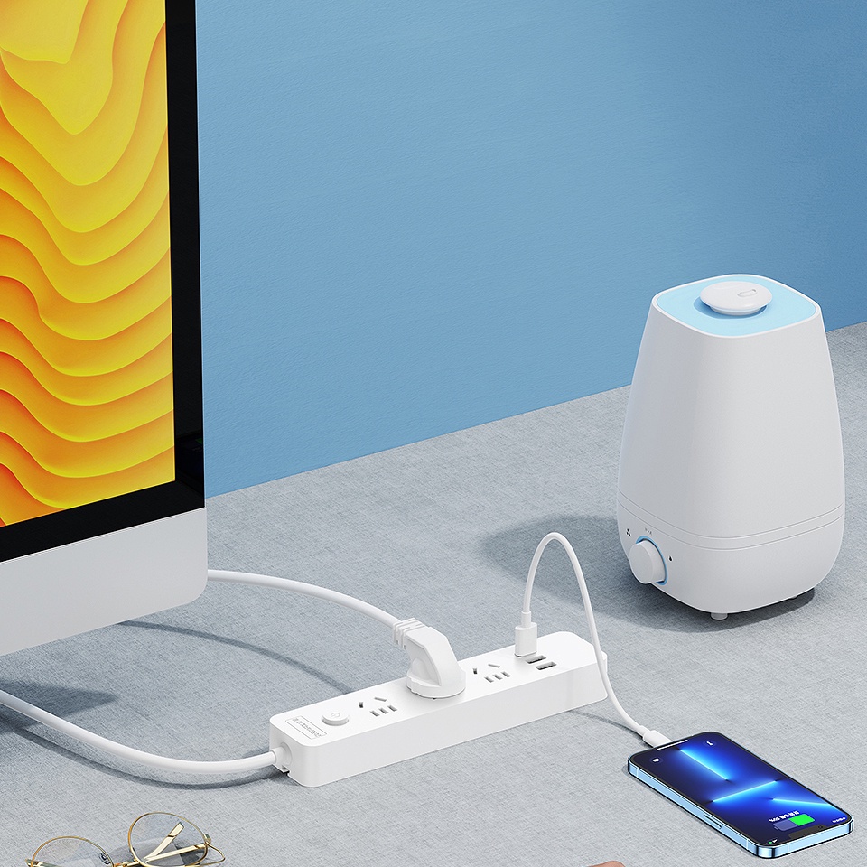 Ổ cắm điện Remax Power Strip PC-3 chui dẹp tích hợp 3 cổng sạc USB - HÀNG CHÍNH HÃNG