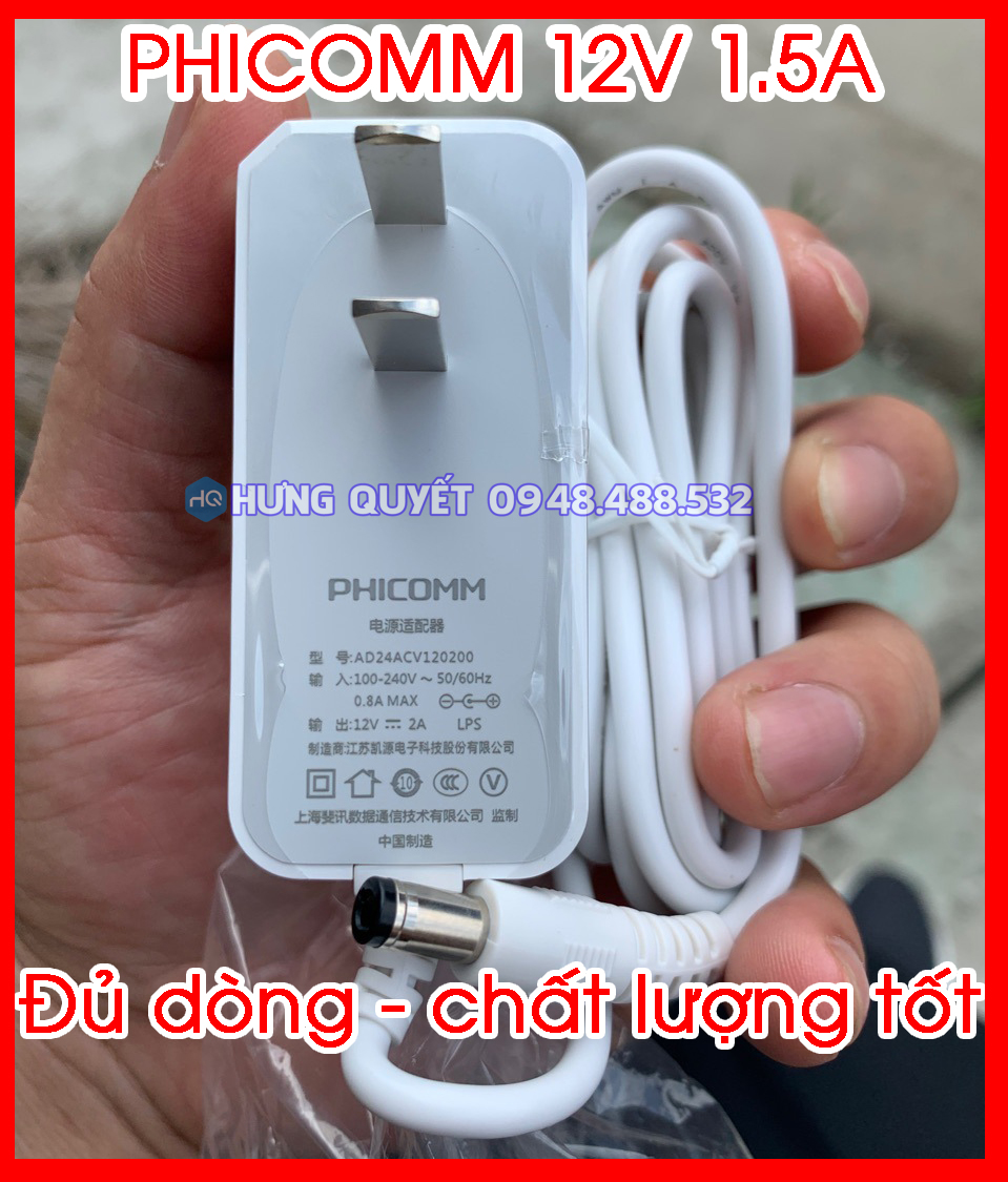 Nguồn PHICOMM 12V 1.5A Bộ đổi nguồn 12V 1.5A chuyên dùng cho camera, đầu ghi, modem wifi - đảm bảo đủ dòng độ bền cao Nguồn chất lượng cao cho camera giám sát và các thiết bị 12v Hàng nhập khẩu