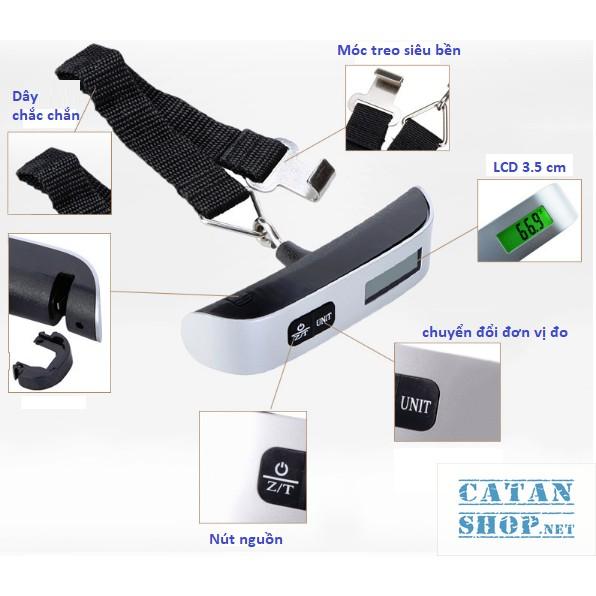 Cân Vali inox mini Cân điện tử hành lý xách tay 50kg Electronic luggage scale ( Tặng kèm Pin ) DL38-CanInox50  