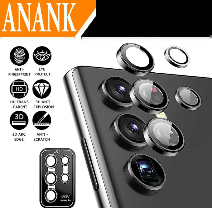 Cường lực Camera cho Samsung Galaxy S24 Ultra hiệu ANANK - mặt kính AGC sắc nét với độ cứng 9H, trang bị khung tự dán dễ dàng tự dán ở nhà - Hàng nhập khẩu