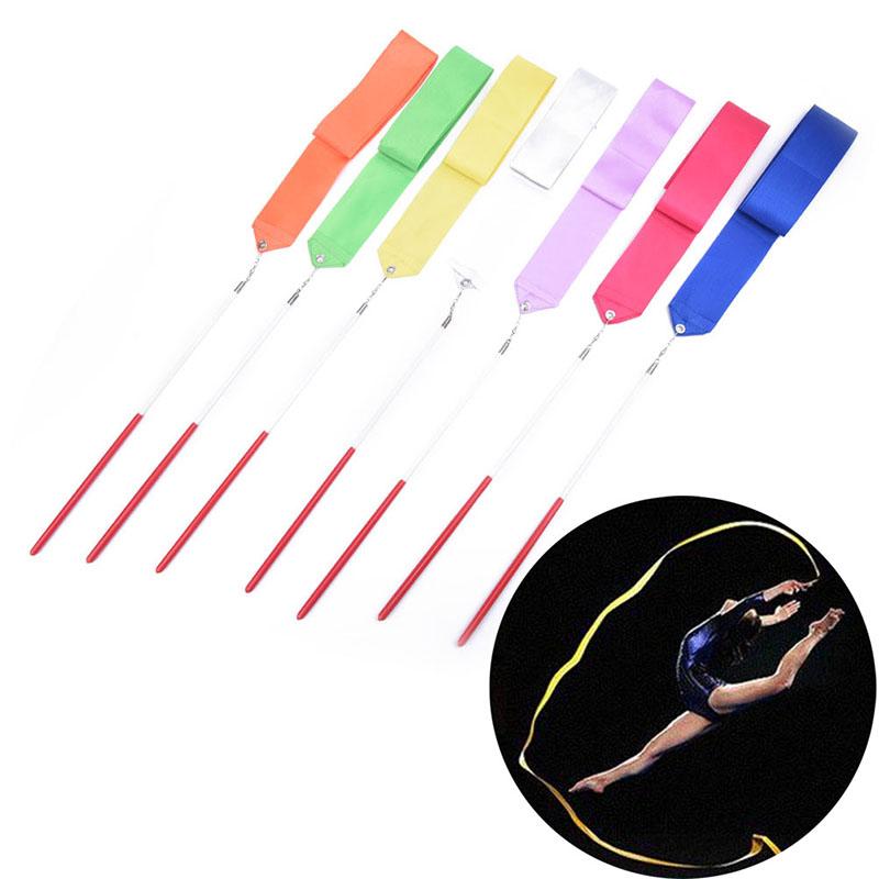 Thể dục dụng cụ 1/2m Dải băng màu thể dục dụng cụ thể dục nhịp điệu Thiết bị thể dục dụng cụ khiêu vũ Dầm ba lê Ballet Streamer Công cụ đào tạo thanh que Color: 1m purple