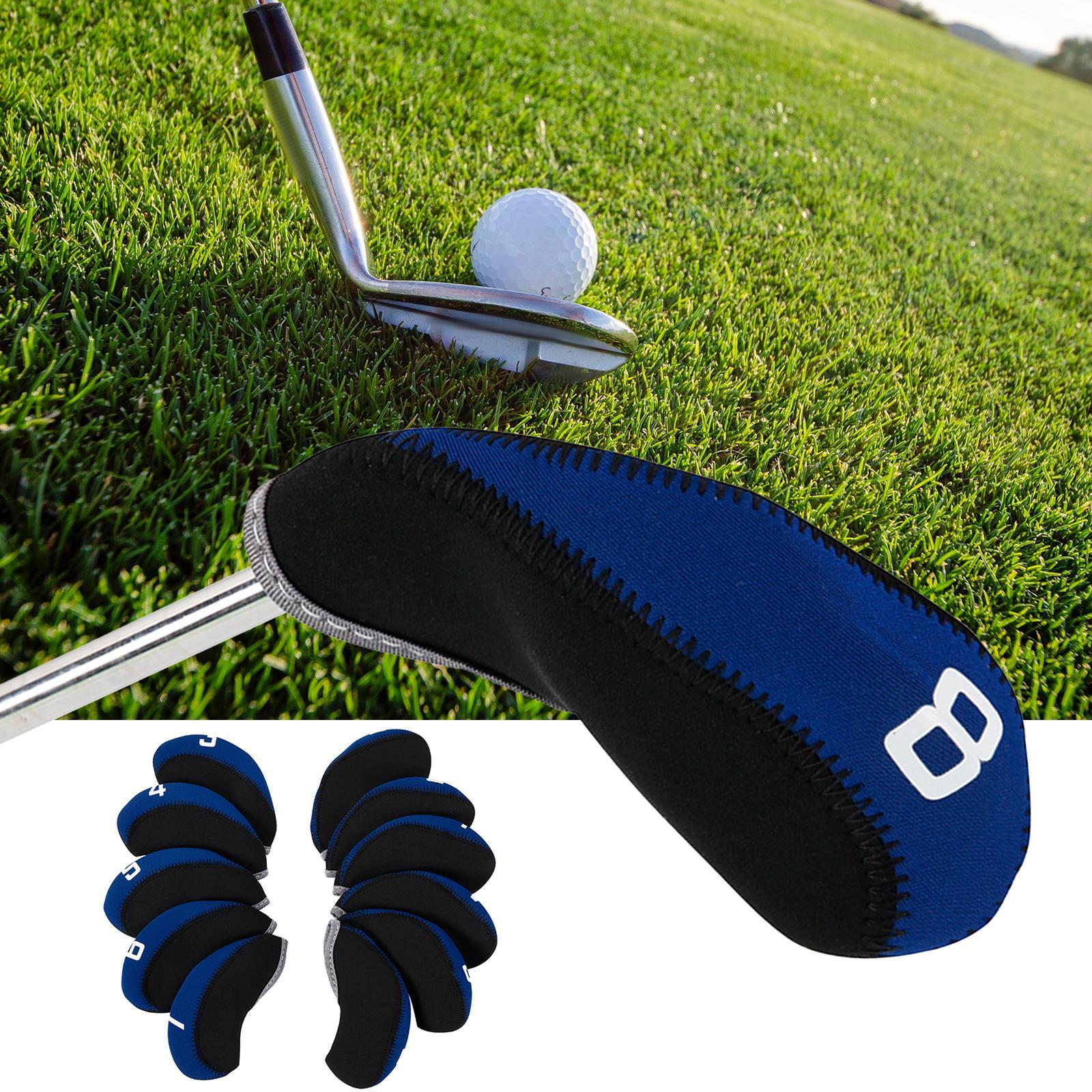 11Pcs Golf Iron Head Covers Neoprene Headcovers Protective Covers Blue Black