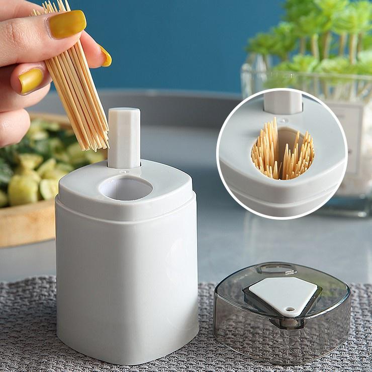 Hộp đựng tăm nút bấm tự động, lọ đựng tăm nút bấm chất liệu nhựa cao cấp sang trọng