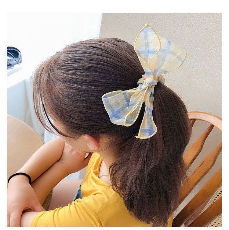 Dây cột tóc nơ hàn quốc - dây cột tóc scrunchies kẻ caro