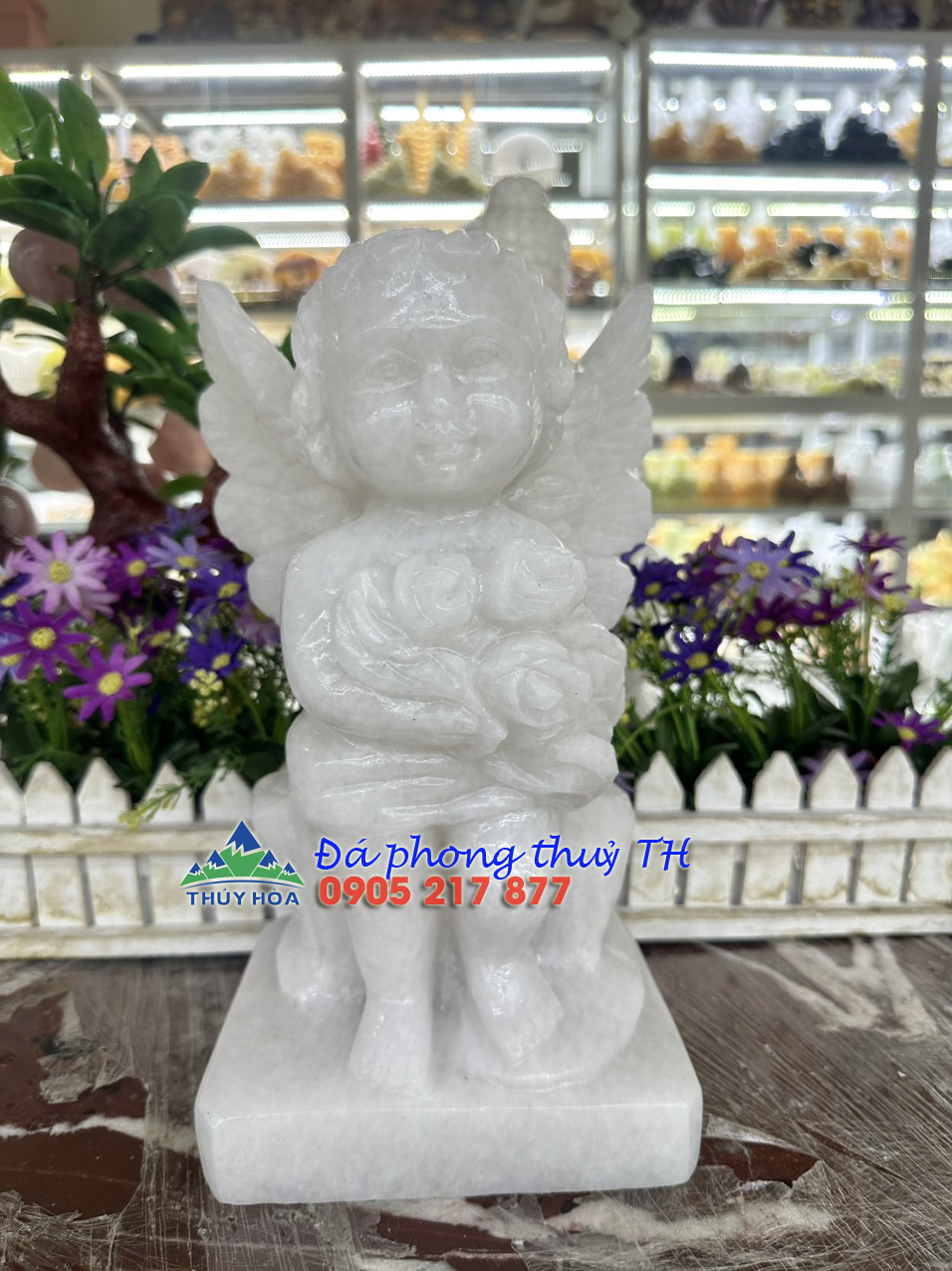 Tượng thiên thần, tượng công giáo đá cẩm thạch trắng - Cao 30 cm