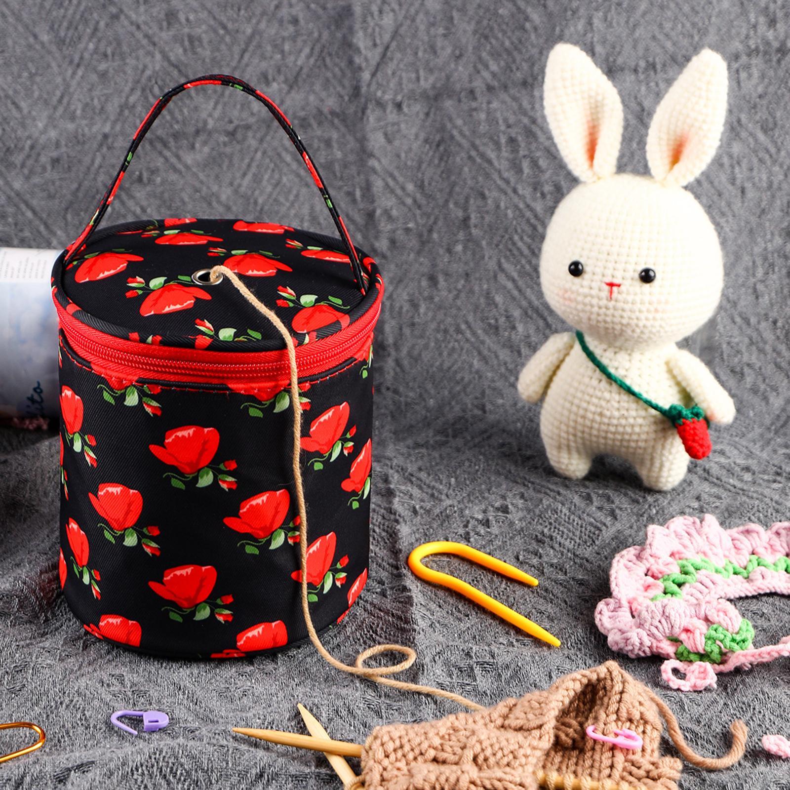 Yarn Case Knitting Bag Zippered Traveling Case Carrying Case Small Organizer