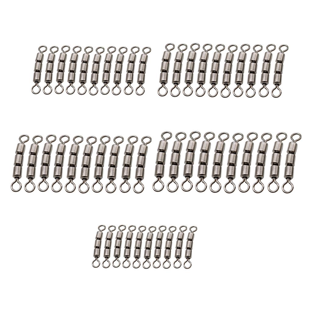 10pcs Fishing Triple Rolling Swivels Solid Ring Hook Line Connector 02