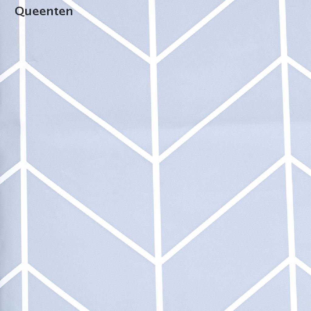 Queenten Anti Mold Bathroom Supplies Extra Long PEVA Geometric Pattern Shower Curtain QT