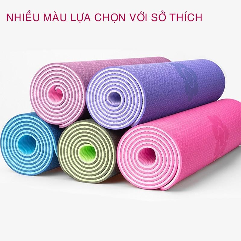 Thảm Tập Yoga, Tập Gym Cao Su Tpe 2 Lớp Dày 6mm Cao Cấp Siêu Bền