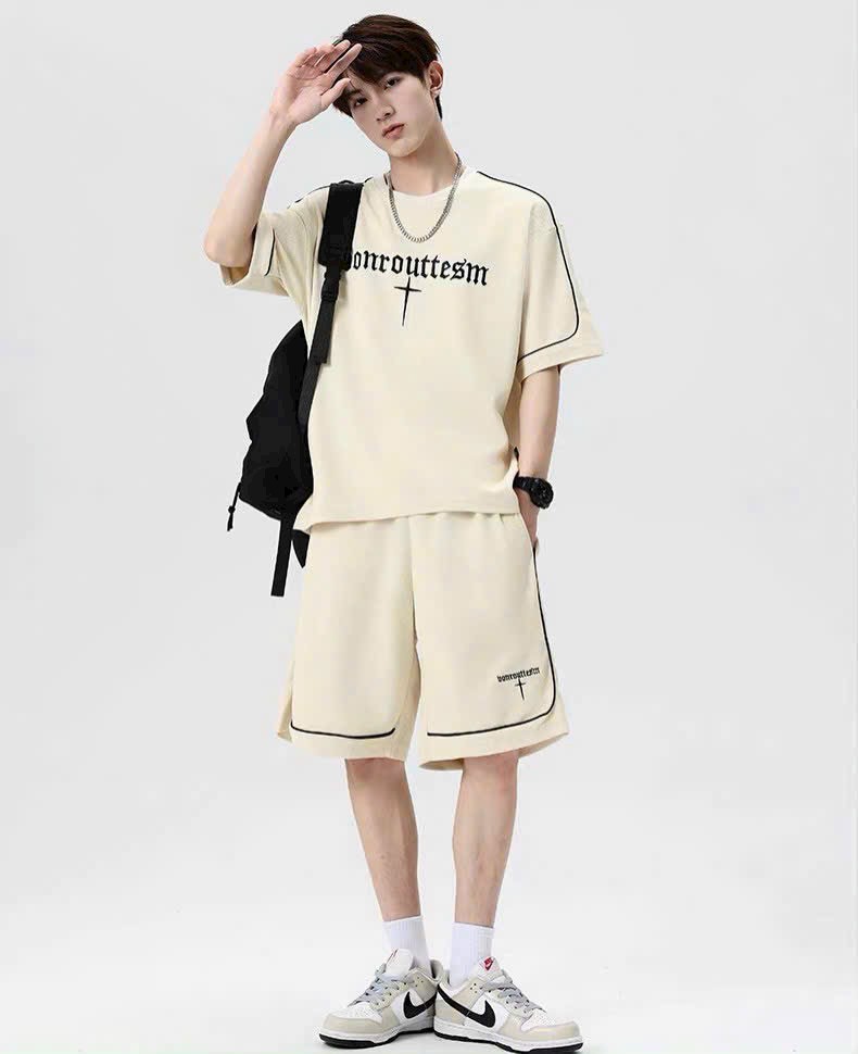 Bộ thể thao nam nữ chất liệu tổ ong loại 1 form unisex quần trên gối, [FREESHIP] Sét Đồ Bộ Thun Bao Đẹp Mang Cá Tính Kèm Họa Tiết Dấu Cộng Giữa, Bộ Quần Áo Thể Thao Nam Nữ mặc nhà Mùa Hè Unisex, Hình Thêu Sắc Nét, Phong Cách Cao Cấp