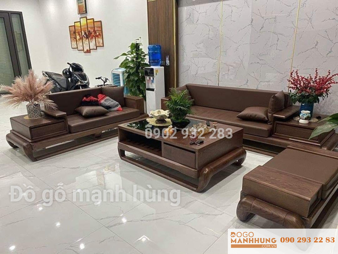 Bộ bàn ghế phòng khách sofa gỗ 2 văng lớn S17.5