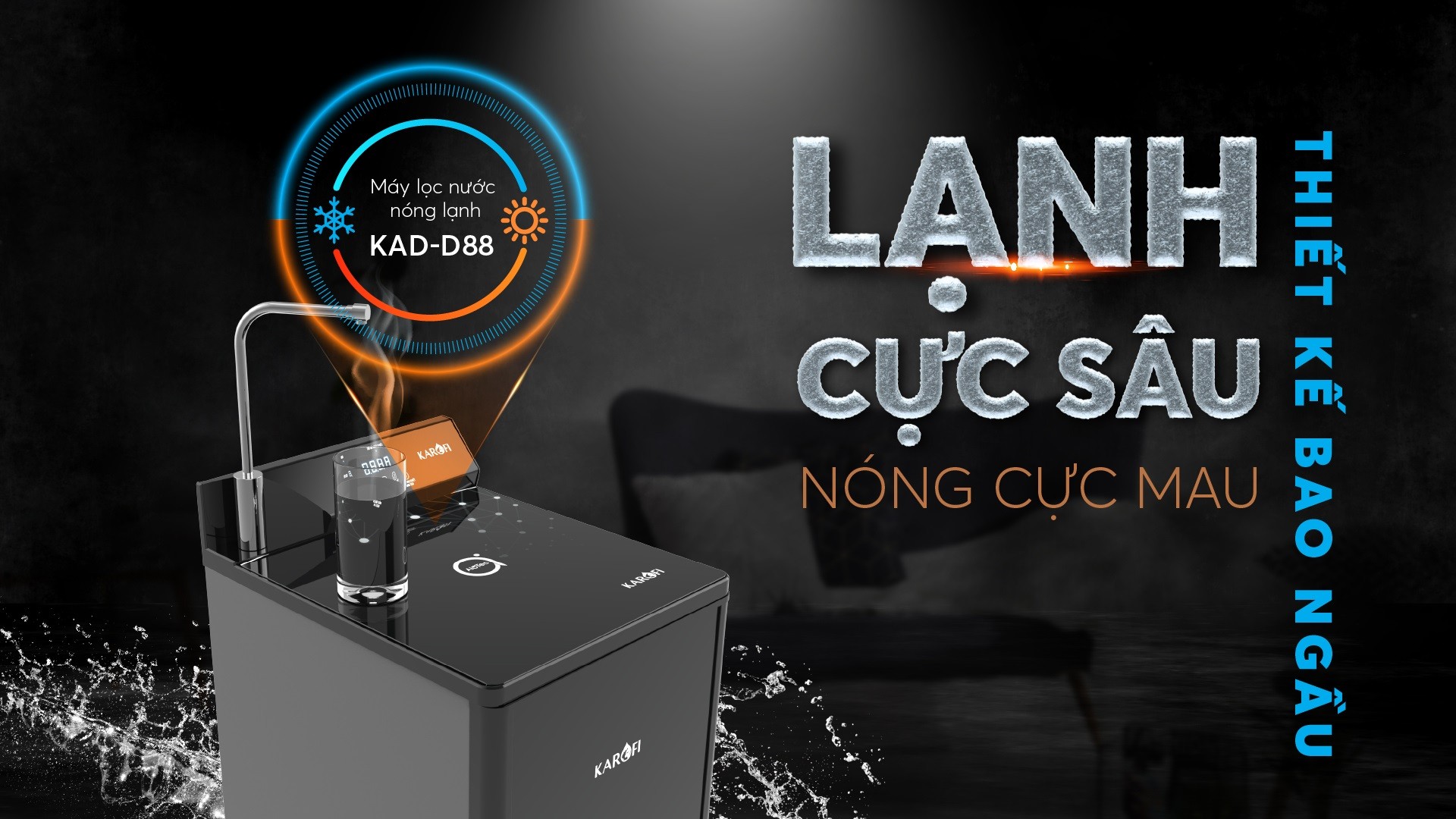 Máy lọc nước nóng lạnh Karofi 10 lõi lọc công nghệ làm lạnh Block KAD-D88 hàng chính hãng