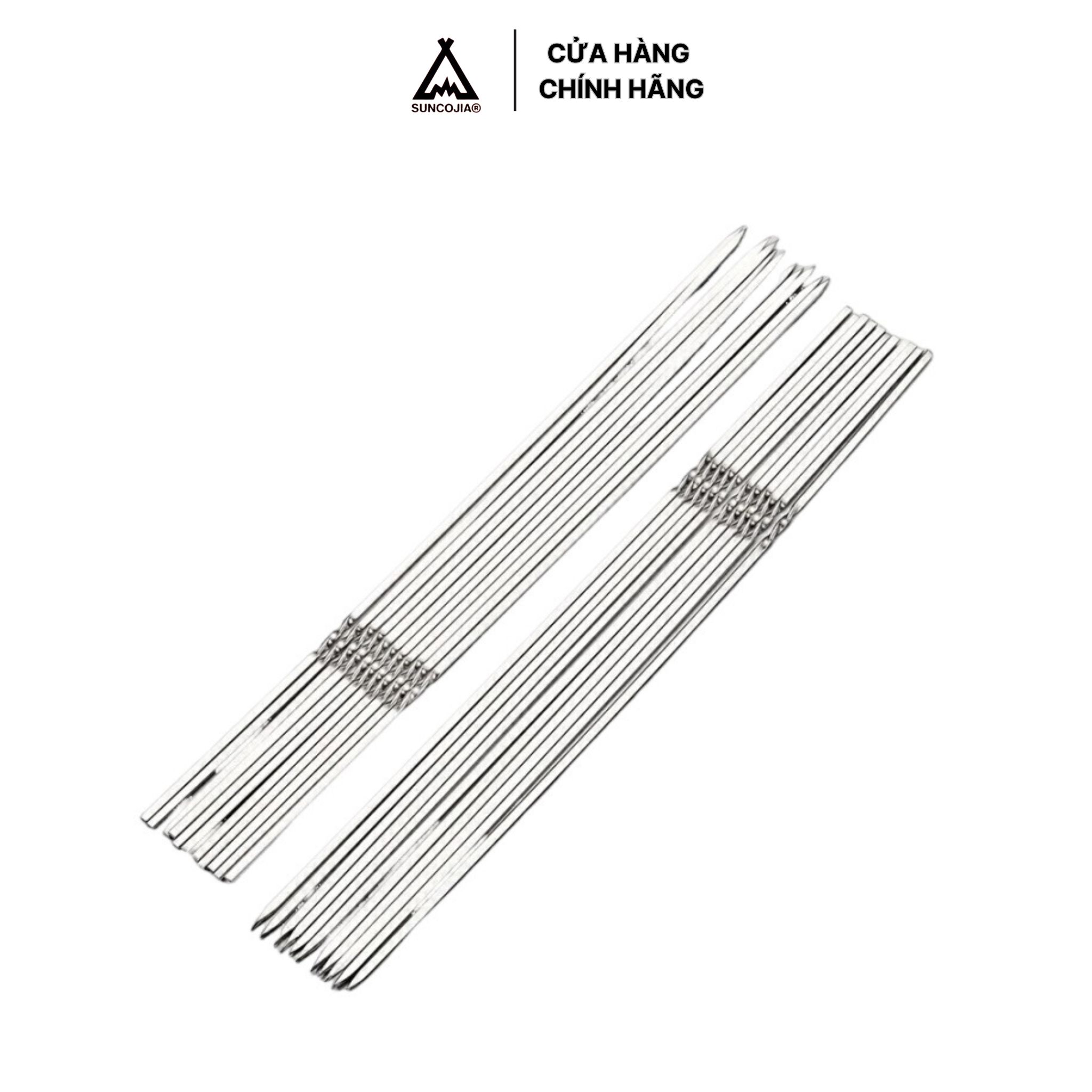 Xiên nướng Inox 304 không gỉ Suncojia, chuyên dùng nướng thịt và xiên que tiện lợi, gói 10 cái