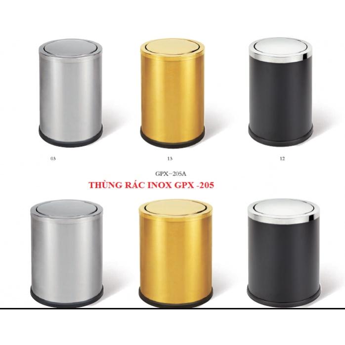 Thùng rác inox trang trí GPX-205B 8 Lít (Đen)