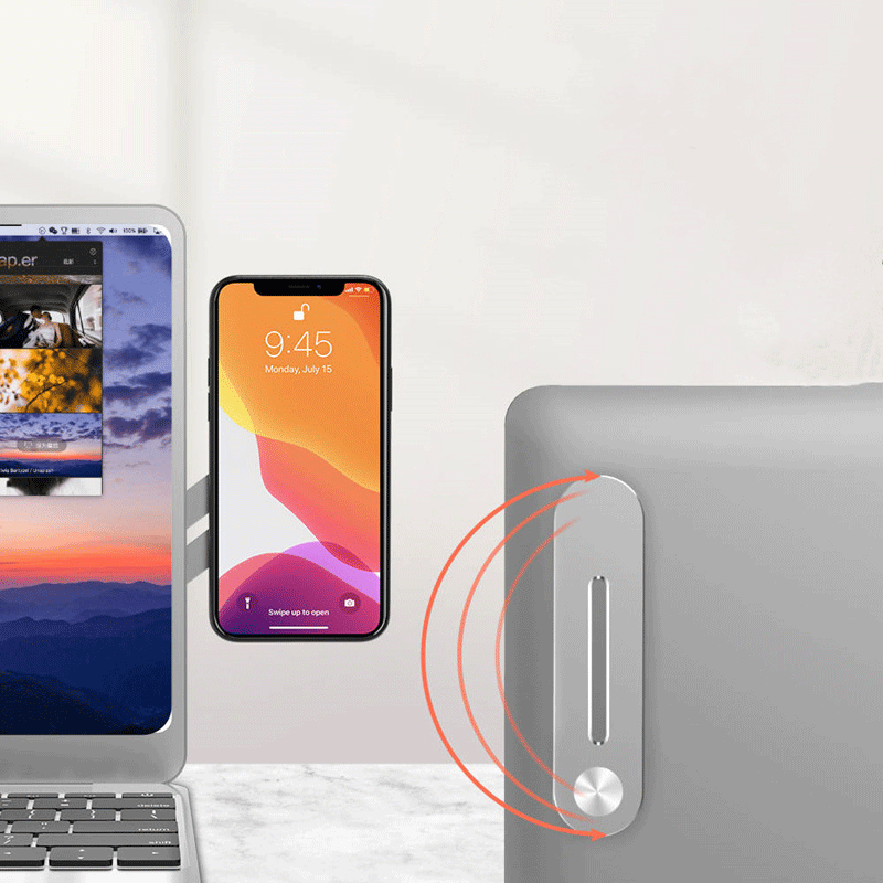 Giá Đỡ Điện Thoại Gấp Gọn, Gắn Trực Tiếp Lên Laptop; Hợp Kim Nhôm 100%; Hàng Nhập Khẩu