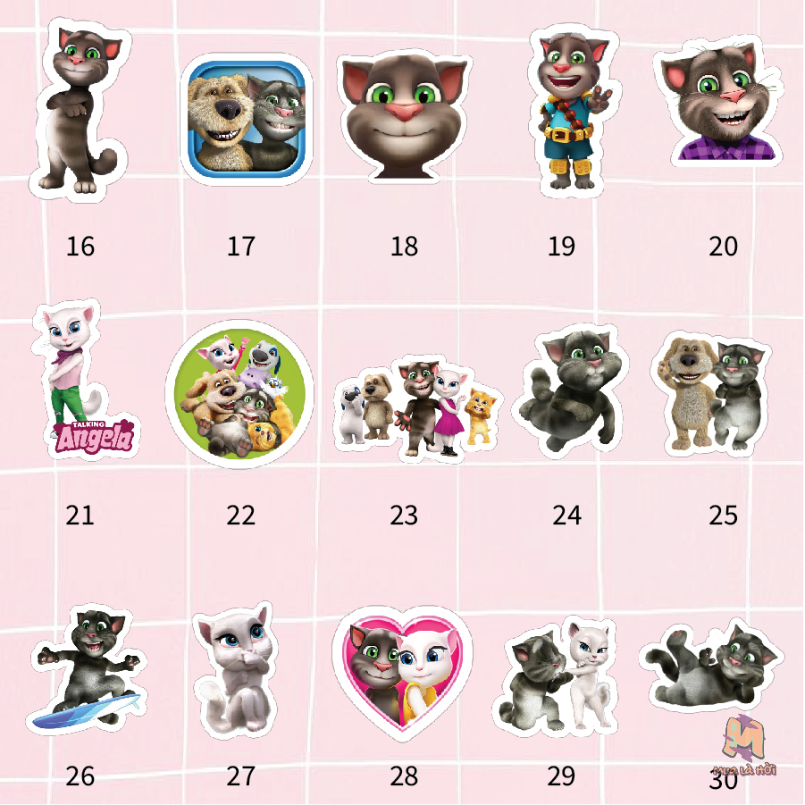 Miếng dán Stickers chủ đề My Talking Tom