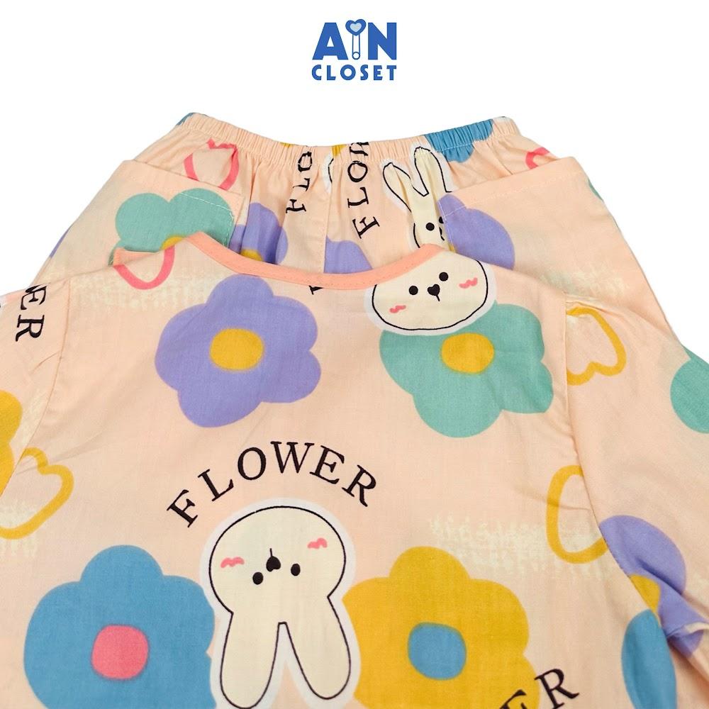 Bộ quần áo Dài bé gái họa tiết Thỏ Flower Cam cotton - AICDBGCNLFHJ - AIN Closet