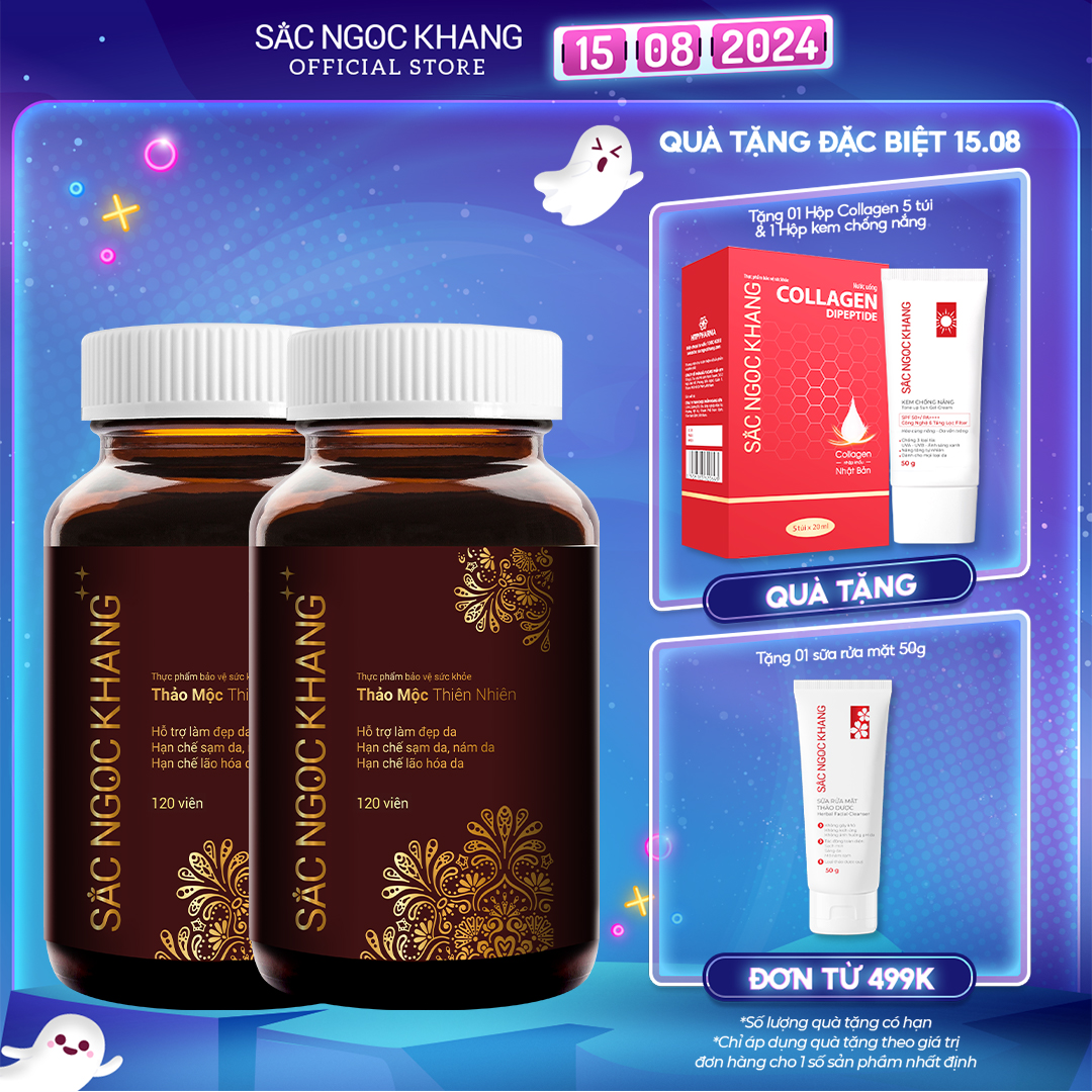 Viên uống Sắc Ngọc Khang ++ (120 viên) giúp trẻ hóa Làn da làm mờ sạm nám tàn nhang hiệu quả, tăng cường tính đàn hồi cho làn da, hỗ trợ cải thiện và phục hồi da bị lão hóa vượt trội
