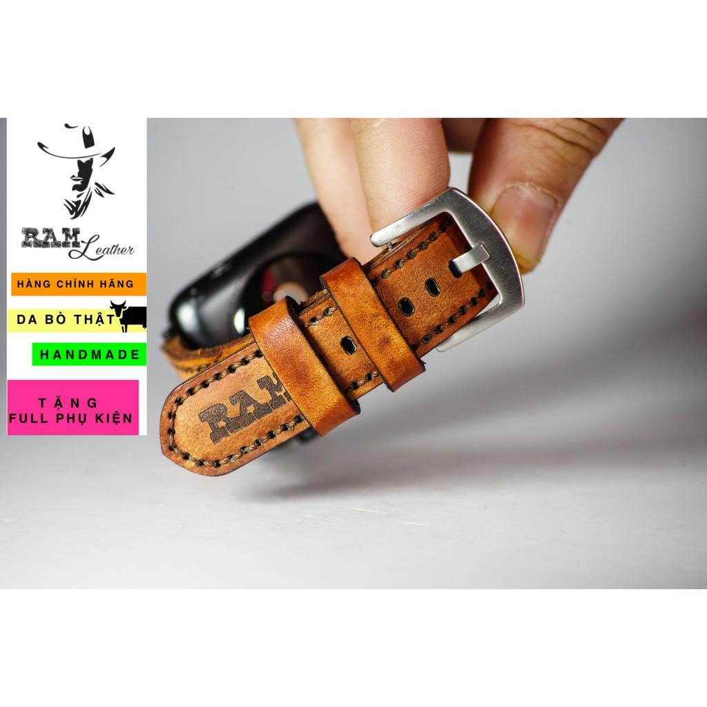 Dây đồng hồ da bò vegtan handmade cao cấp - RAM classic 1970 nâu sáng -