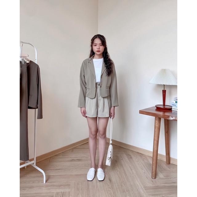 Áo khoác blazer nữ cổ gập dài tay 2 cơi túi 76a38 by germe