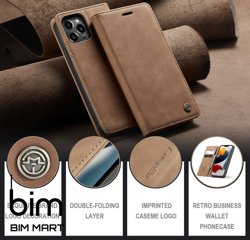 Bao da cao cấp dành cho iPhone 13 Pro Max dạng ví chính hãng Caseme - Hàng Nhập Khẩu