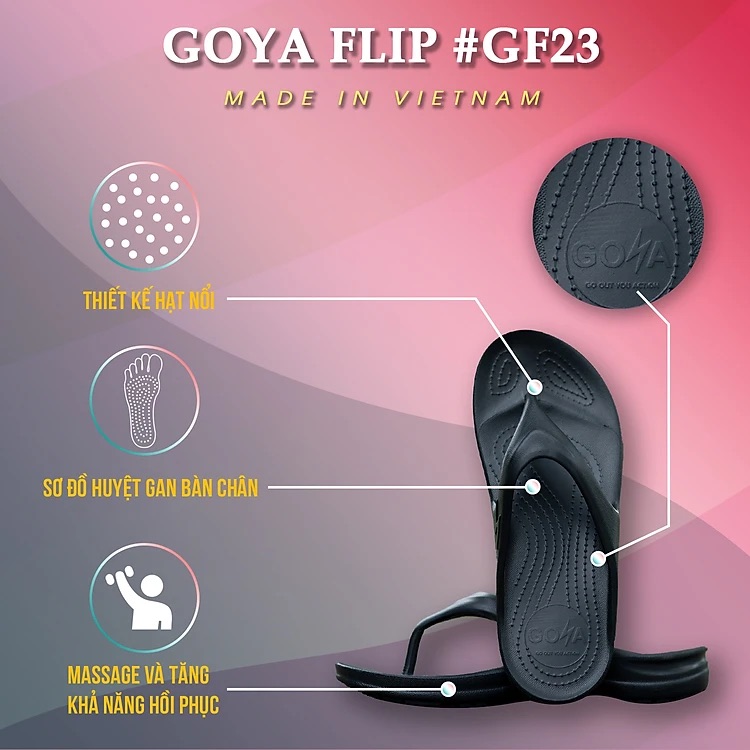 [HOT] Dép Thể thao chạy bộ Goya Flip GF23 - Màu Đen