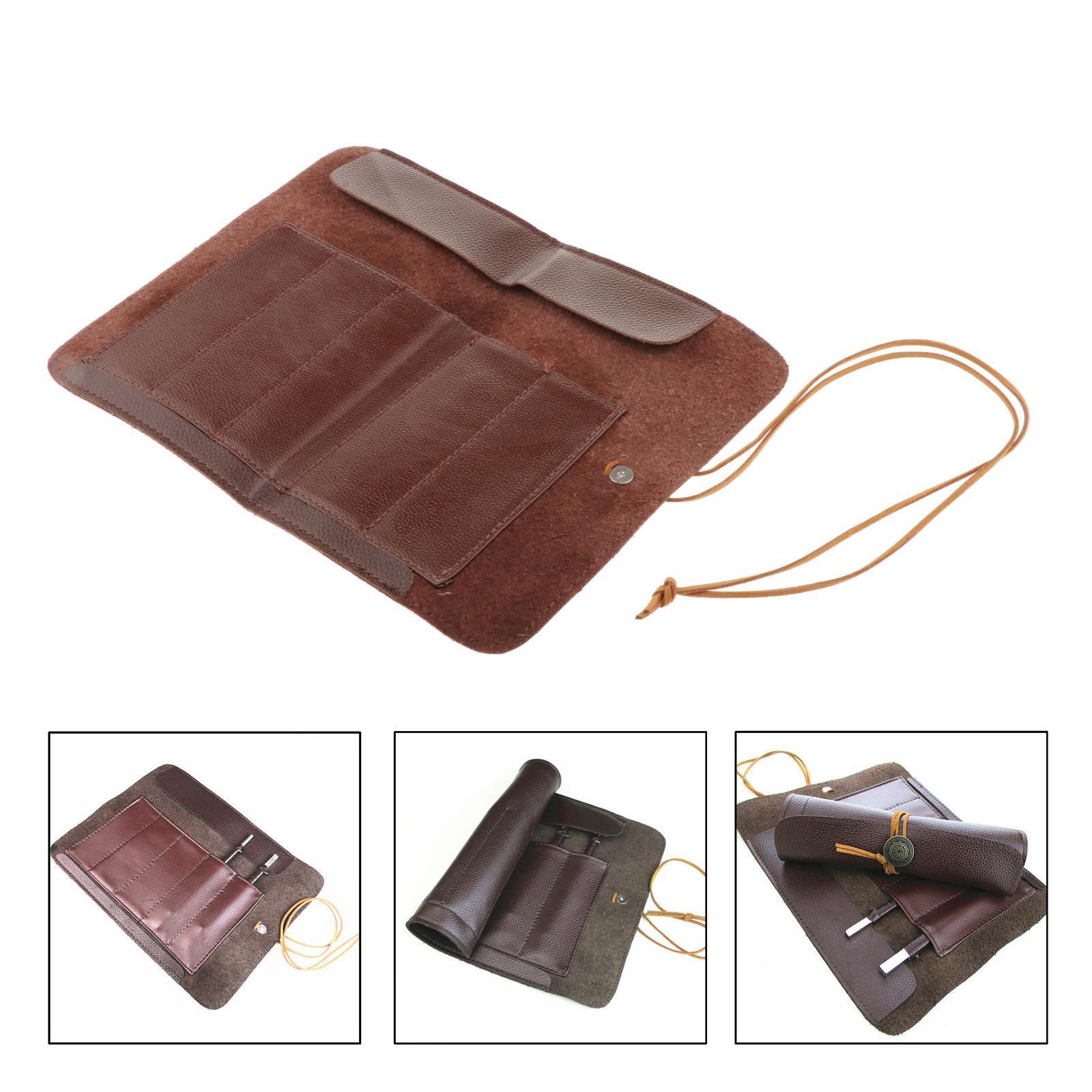 Roll Up Bag Cover Case PU Leather Wrap Organizer Pouch Tool Bag