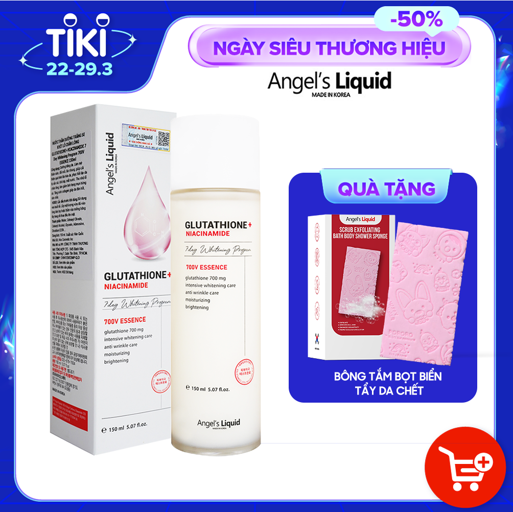 Nước Thần Phủ Bóng Dưỡng Da Trắng Mịn Angel's Liquid Glutathione plus Niacinamide 700V Essence 150ml