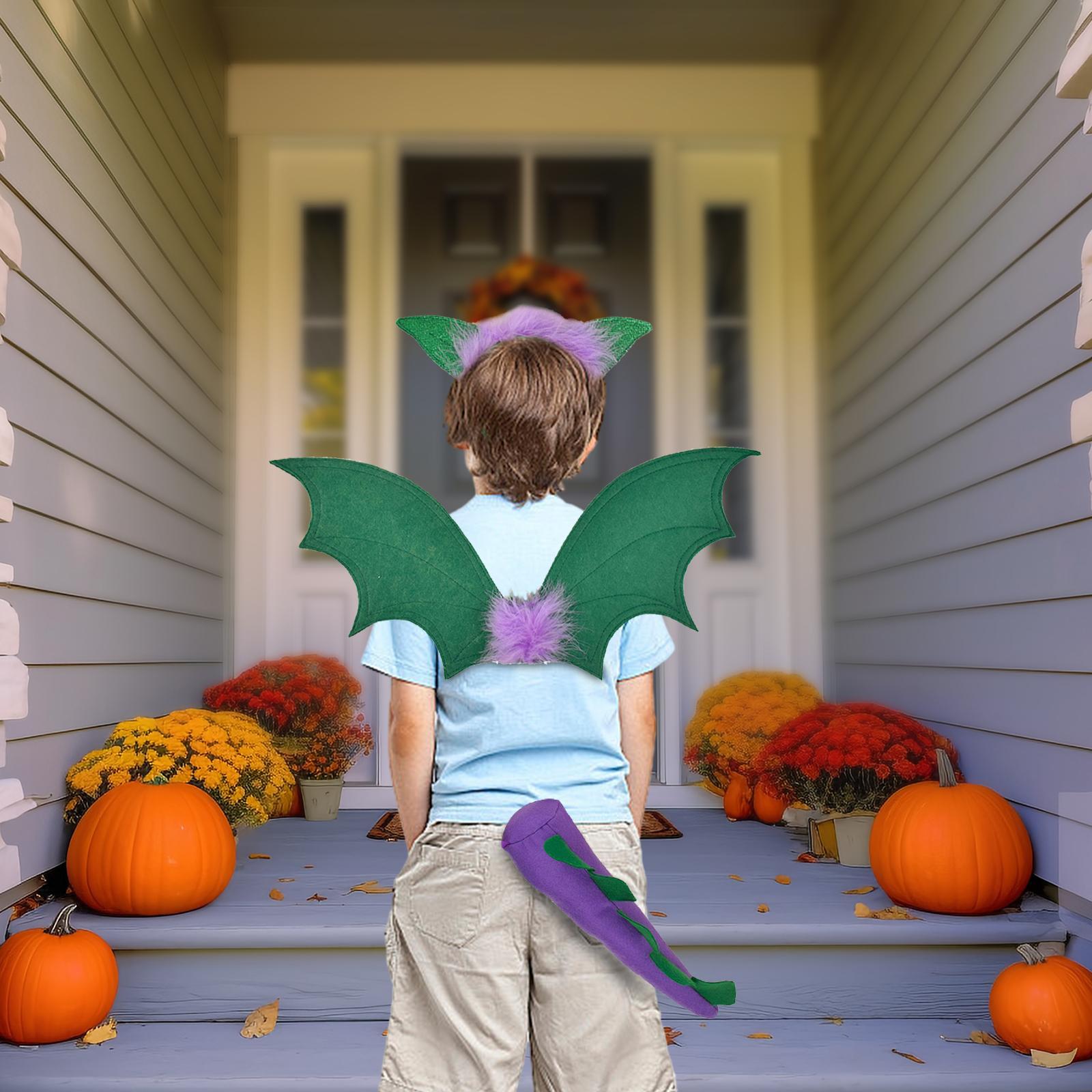 3Pcs Kids Dragon Costume Child Dinosaur Wing Tail Set for Role Play Birthday