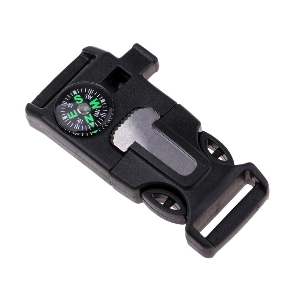 Plastic Side Release Buckle Emergency Whistle Compass Fire Starter Outdoors Sports Small Tools 6cmx3cm