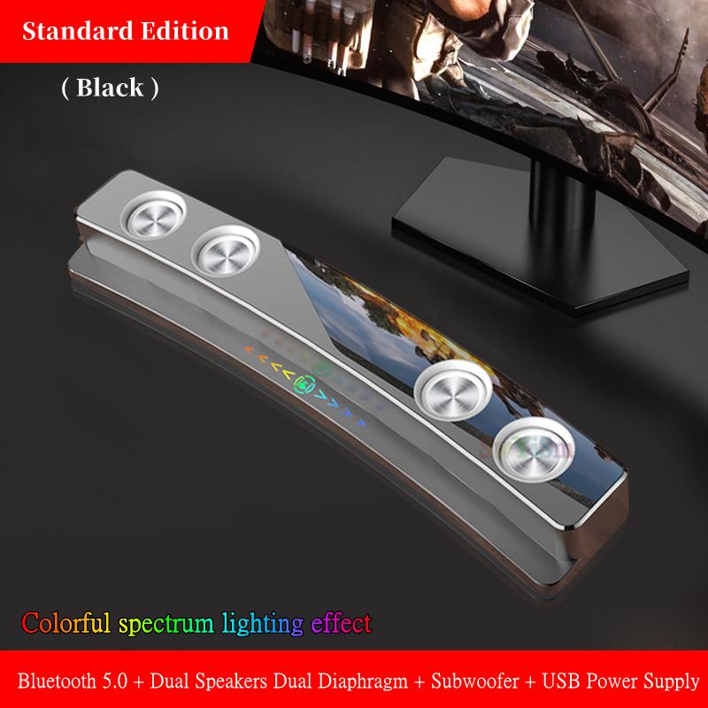 SOAIY SH39 Loa Bluetooth ESports Sound Bar RGB 3D Stereo Surround Loa siêu trầm AUX Đài FM Đồng hồ tại nhà Máy tính Trung tâm âm nhạc Color: Gaming Version White