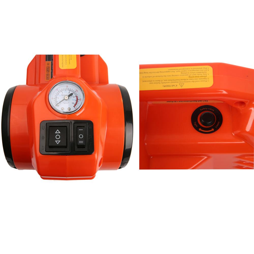 Bộ kích thủy lực nâng ô tô 3 trong 1: Kích thủy lực điện, Bơm, Cờ lê, găng tay, búa phá kính