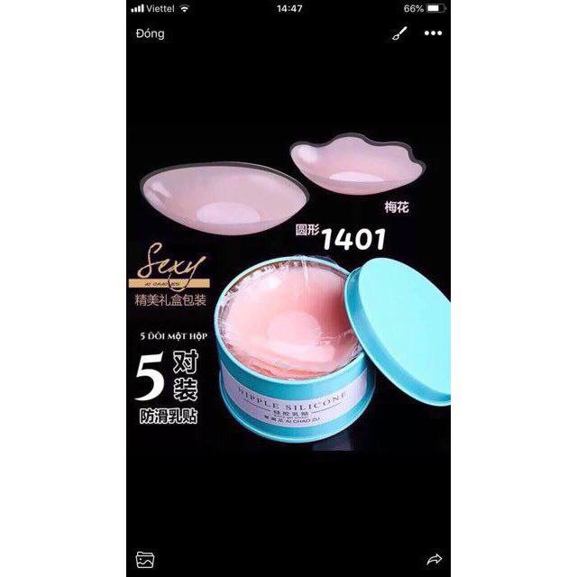 Hộp 5 Đôi Miếng Dán Ngực Silicon 1401
