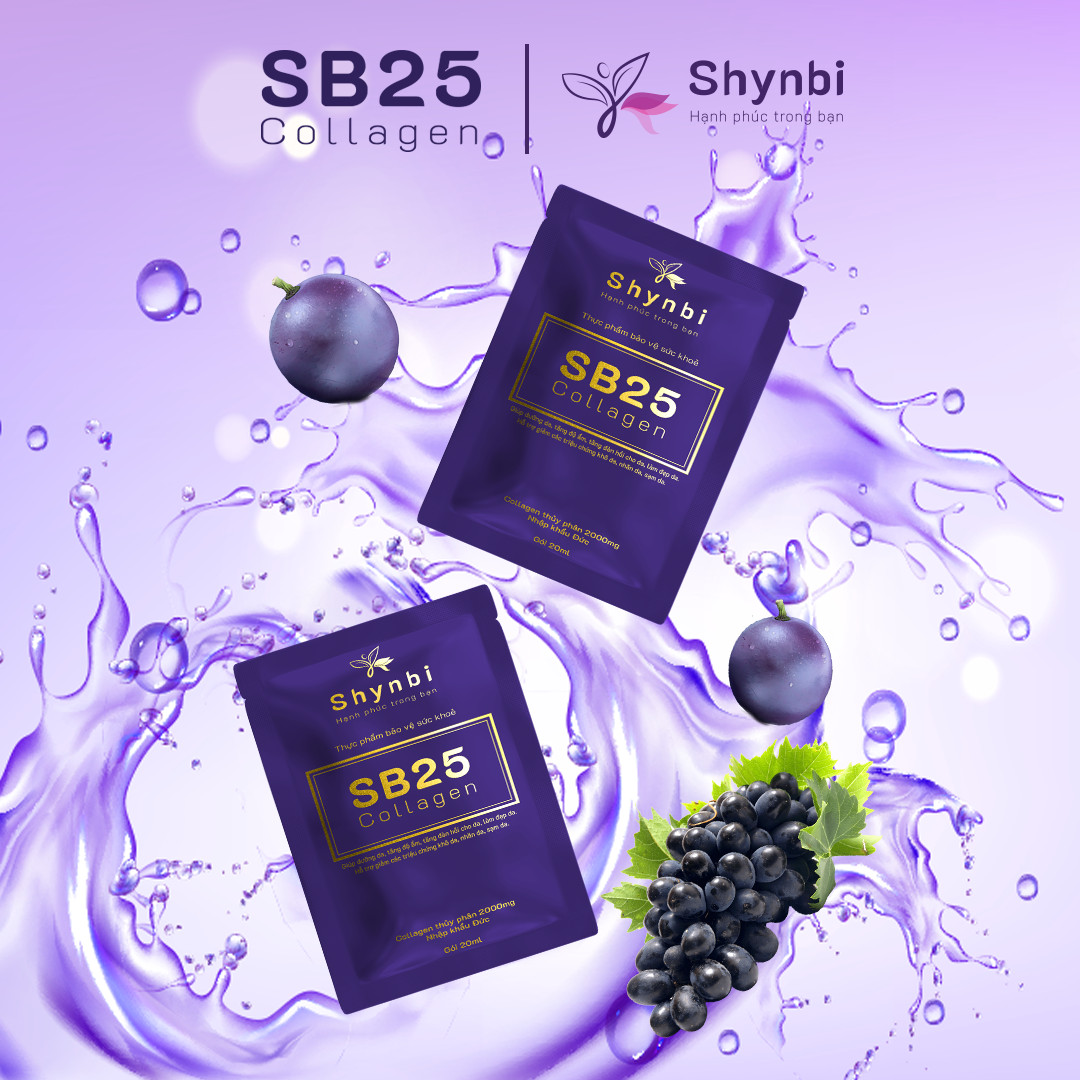 combo 2 hộp Sb25 Collagen Nước Uống Đẹp Da - Collagen Dạng Nước Bổ Sung Collagen Giúp Sáng Da Hộp 20 gói x 20 ml