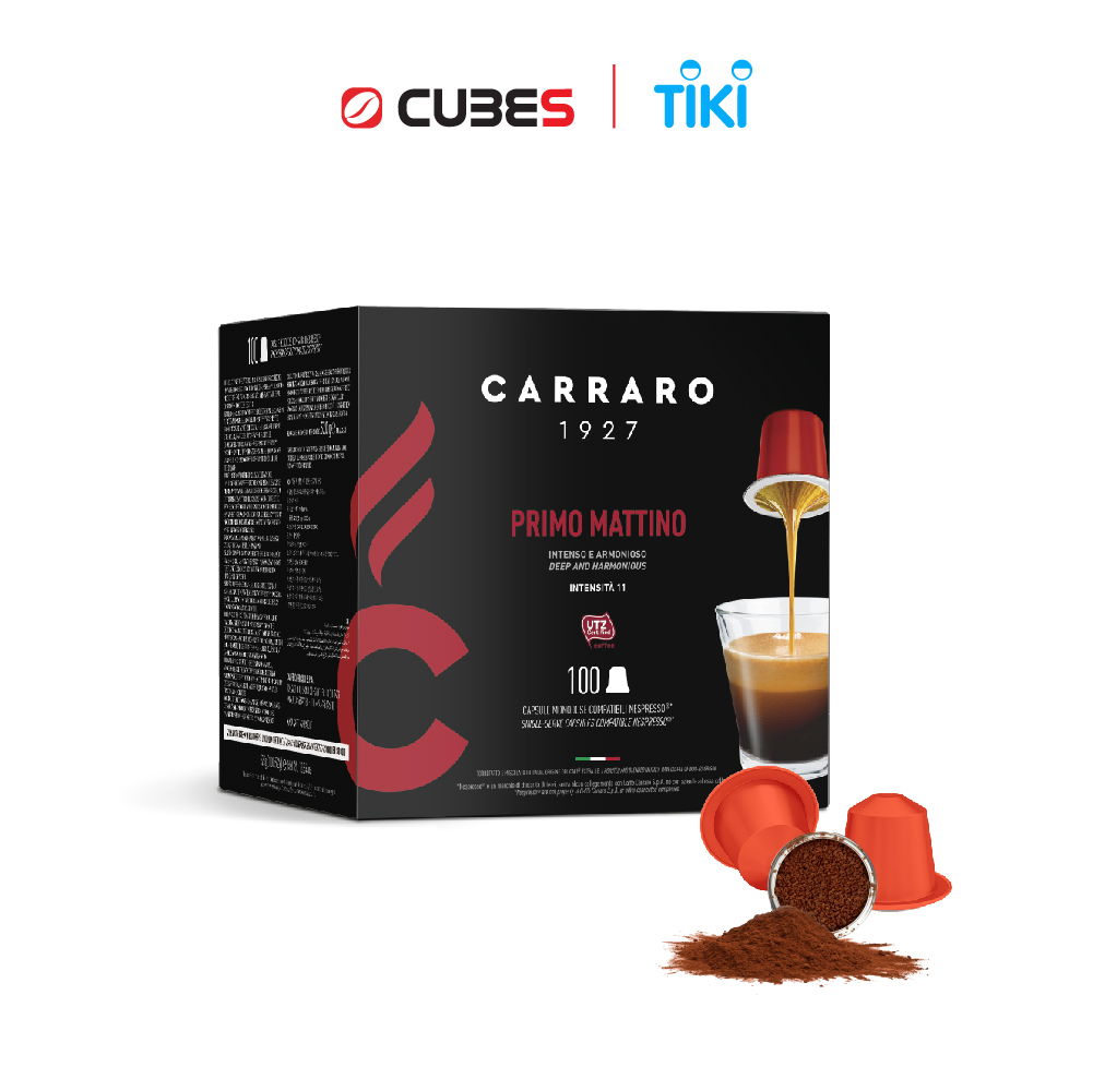 Cà Phê Viên Nén Carraro 100 Viên - Tương thích với máy capsule Nespresso