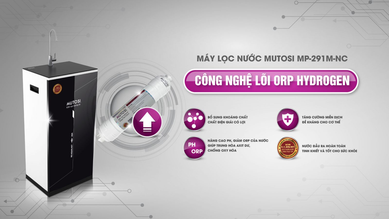 Máy lọc nước Mutosi 9 lõi MP-291M-NC - Công nghệ nhật bản - Hàng chính hãng