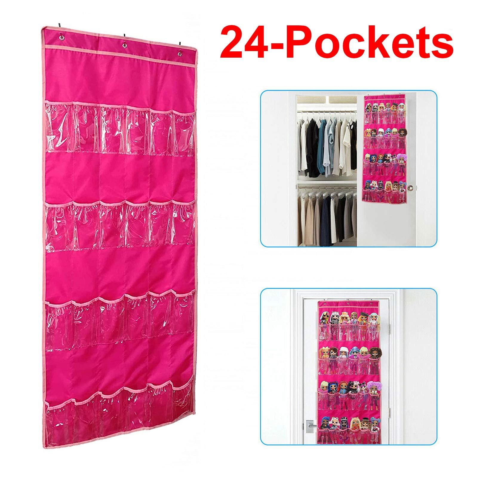 Nhà tổ chức đã treo đồ chơi trẻ em, Túi lưu trữ để treo tường, 24 túi , tương thích với búp bê LOL OMG, búp bê Barbie