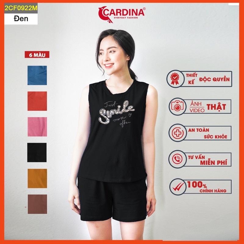 Đồ bộ nữ CARDINA chất cotton Nhật cao cấp quần đùi áo sát nách co giãn 4 chiều thoáng mát 2CF09