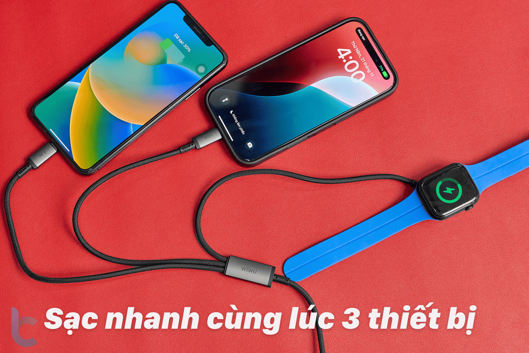 Cáp Sạc Nhanh Wi WU Legend 3in2 100W Wi-C050 - Hàng chính hãng