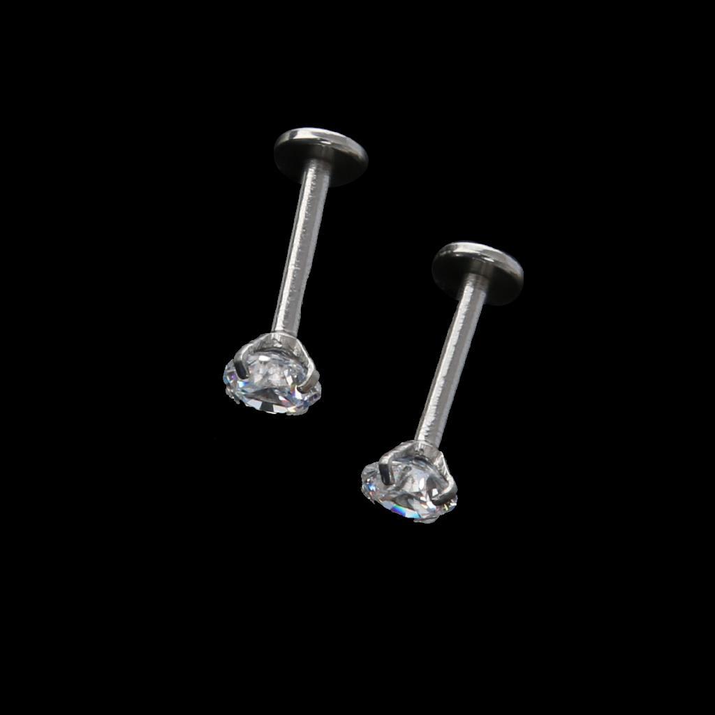 2Pcs Clear Crystal Nose Stud Nose Earrings Bar