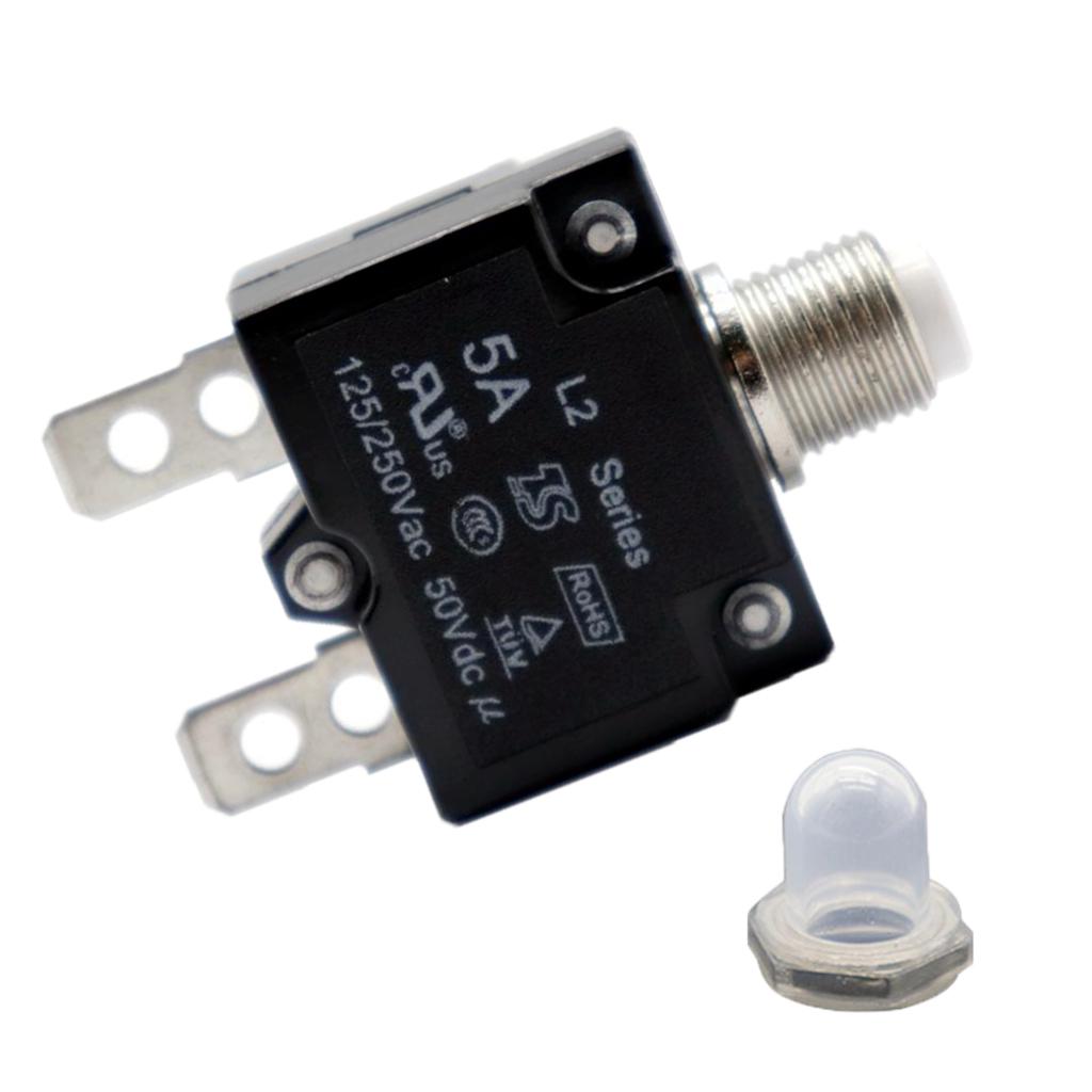 12V Push Button Resettable Thermal Circuit Breaker Overload Protector 5AMP